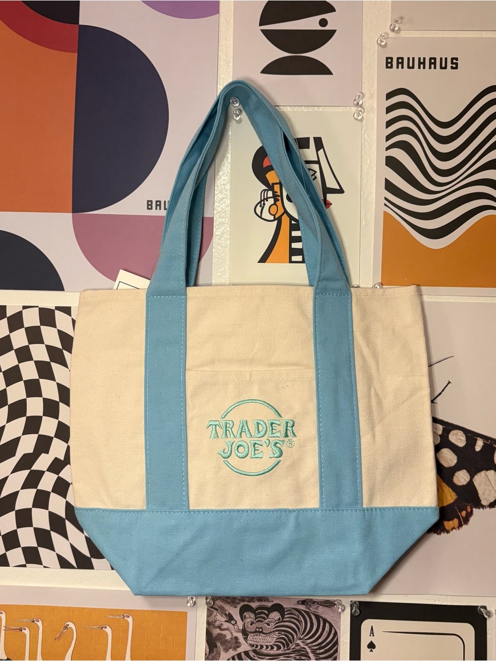 Trader Joe’s Pastel Blue Canvas Mini Tote - Picture 6 of 6